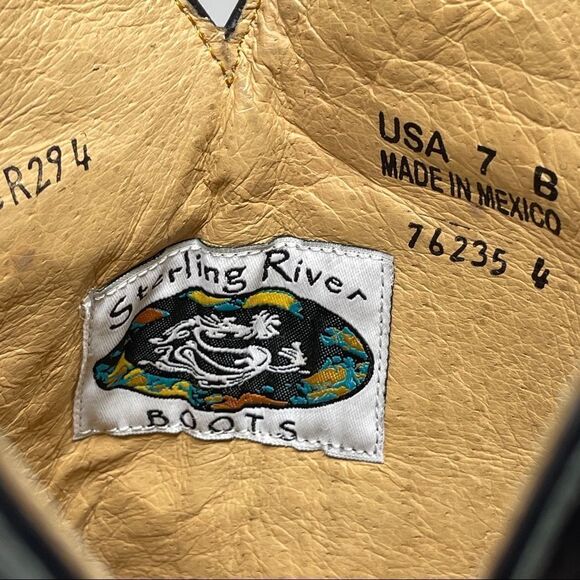 Sterling River Thunder Cat Cowboy Boots Western Gray Tan Silver Women's 7B EUC - Picture 10 of 10